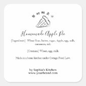 Minimalist Pie Slice Bakery Ingredient Label スクエアシール (正面)