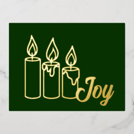 Minimalist Pillar Candles Joy 箔シーズンポストカード