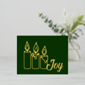 Minimalist Pillar Candles Joy 箔シーズンポストカード (立ち正面)