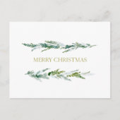 Minimalist Pine Branch Merry Christmas Postcard ポストカード (正面)
