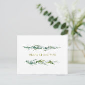 Minimalist Pine Branch Merry Christmas Postcard ポストカード (スタンド正面)