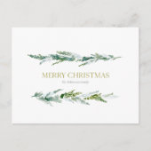 Minimalist Pine Branch Merry Christmas Postcard ポストカード (正面)