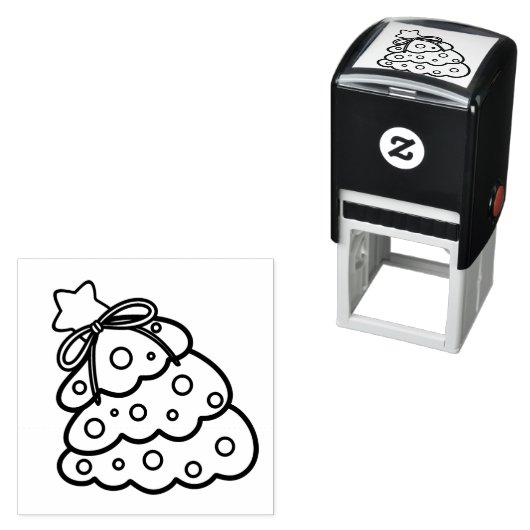 Minimalist Pine Christmas Tree Outline セルフインキングスタンプ (インサイチュ)