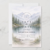 Minimalist Pine Forest Landscape Wedding セーブザデート (正面)