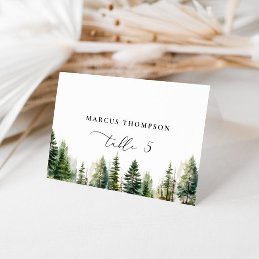 Minimalist Pine tree Calligraphy place cards テーブルナンバー