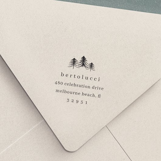 Minimalist Pine Tree Christmas Return Address セルフインキングスタンプ