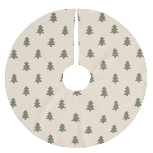 Minimalist Pine Tree Neutral Boho Farmhouse Beige ブラッシュドポリエステルツリースカート (正面)