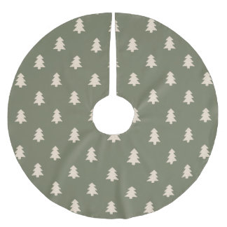 Minimalist Pine Tree Neutral Boho Farmhouse Green ブラッシュドポリエステルツリースカート
