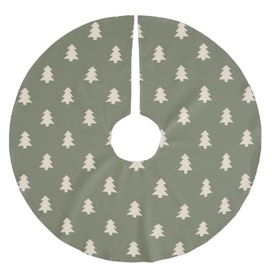 Minimalist Pine Tree Neutral Boho Farmhouse Green ブラッシュドポリエステルツリースカート (正面)