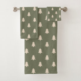Minimalist Pine Tree Neutral Boho Farmhouse Winter バスタオルセット