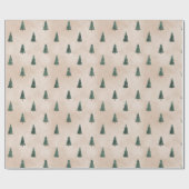 Minimalist Pine Tree Pattern Green Christmas ラッピングペーパー (フラット)