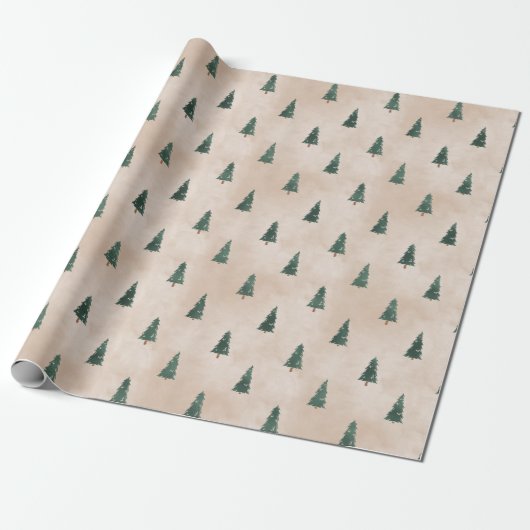 Minimalist Pine Tree Pattern Green Christmas ラッピングペーパー (アンロールド)