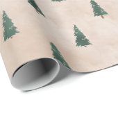 Minimalist Pine Tree Pattern Green Christmas ラッピングペーパー (ロールコーナー)