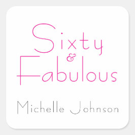Minimalist Pink 60 & Fabulous 60th Birthday Party スクエアシール