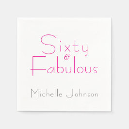 Minimalist Pink 60 & Fabulous 60th Birthday Party スタンダードカクテルナプキン