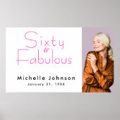 Minimalist Pink 60 & Fabulous 60th Birthday Party ポスター (正面)