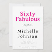 Minimalist Pink 60 & Fabulous 60th Birthday Party 招待状 (正面)