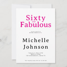 Minimalist Pink 60 & Fabulous 60th Birthday Party 招待状