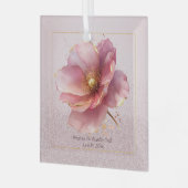 Minimalist Pink and Gold Poppy Wedding ガラスオーナメント (正面左)