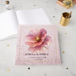 Minimalist Pink and Gold Poppy Wedding ゲストブック