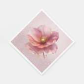 Minimalist Pink and Gold Poppy Wedding スタンダードランチョンナプキン (角)