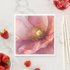 Minimalist Pink and Gold Poppy Wedding スタンダードランチョンナプキン