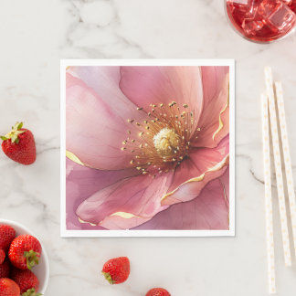 Minimalist Pink and Gold Poppy Wedding スタンダードランチョンナプキン