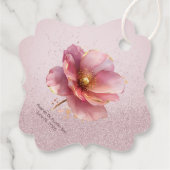Minimalist Pink and Gold Poppy Wedding フェイバータグ (裏面)