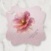 Minimalist Pink and Gold Poppy Wedding フェイバータグ (正面)