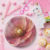 Minimalist Pink and Gold Poppy Wedding ペーパープレート (パーティー)