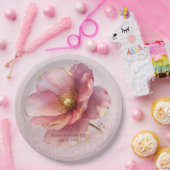 Minimalist Pink and Gold Poppy Wedding ペーパープレート (パーティー)