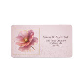 Minimalist Pink and Gold Poppy Wedding ラベル (正面)