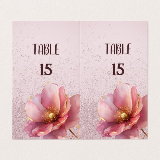 Minimalist Pink and Gold Poppy Wedding 名刺 (外部フラット)