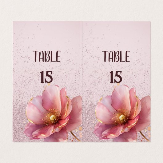Minimalist Pink and Gold Poppy Wedding 名刺 (内部フラット)