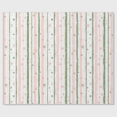Minimalist Pink and Green Snowflakes Pattern  ラッピングペーパー (フラット)