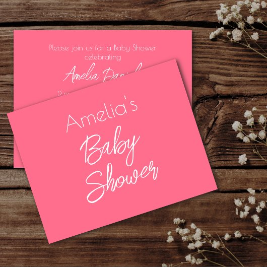 Minimalist Pink Baby Shower Invitation 招待状