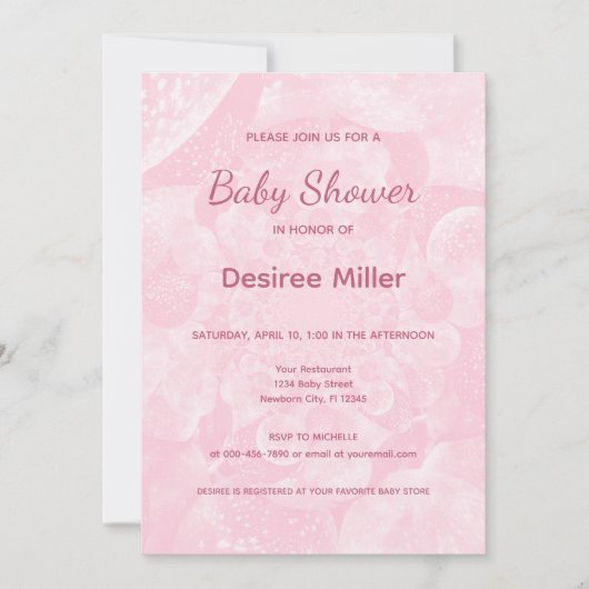 Minimalist Pink Balloons Girl Baby Shower 招待状 (正面)