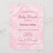 Minimalist Pink Balloons Girl Baby Shower 招待状 (正面/裏面)