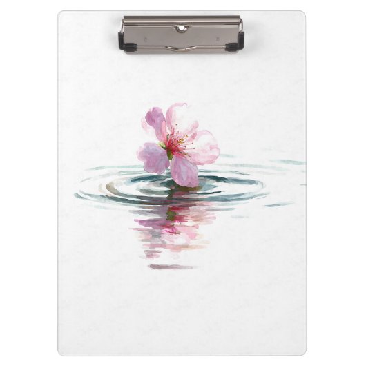 Minimalist Pink Blossom Water Ripple Clipboard クリップボード (正面)