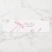 Minimalist Pink Bow Baby Shower ペットボトルラベル (シングルラベル)
