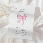 Minimalist Pink Bow Baby Shower Invitation 招待状