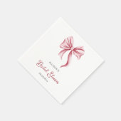 Minimalist Pink Bow Bridal Shower スタンダードカクテルナプキン (角)