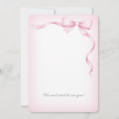 Minimalist Pink Bow First Birthday Invitation 招待状 (裏面)