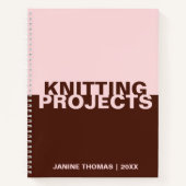 Minimalist Pink Brown Text Knitting Projects  ノートブック (正面)