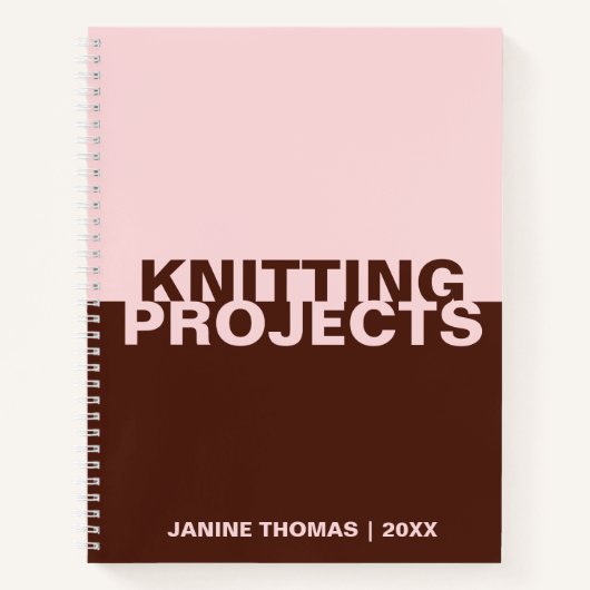Minimalist Pink Brown Text Knitting Projects  ノートブック (正面)