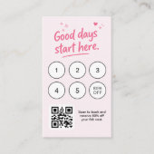 Minimalist Pink Business Card with Logo QR Code  名刺 (正面)