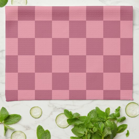 Minimalist Pink Checkerboard Pattern キッチンタオル (折り畳み)