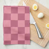 Minimalist Pink Checkerboard Pattern キッチンタオル (四つ折り)