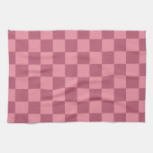 Minimalist Pink Checkerboard Pattern キッチンタオル (横)