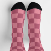Minimalist Pink Checkerboard Pattern ソックス (上部)